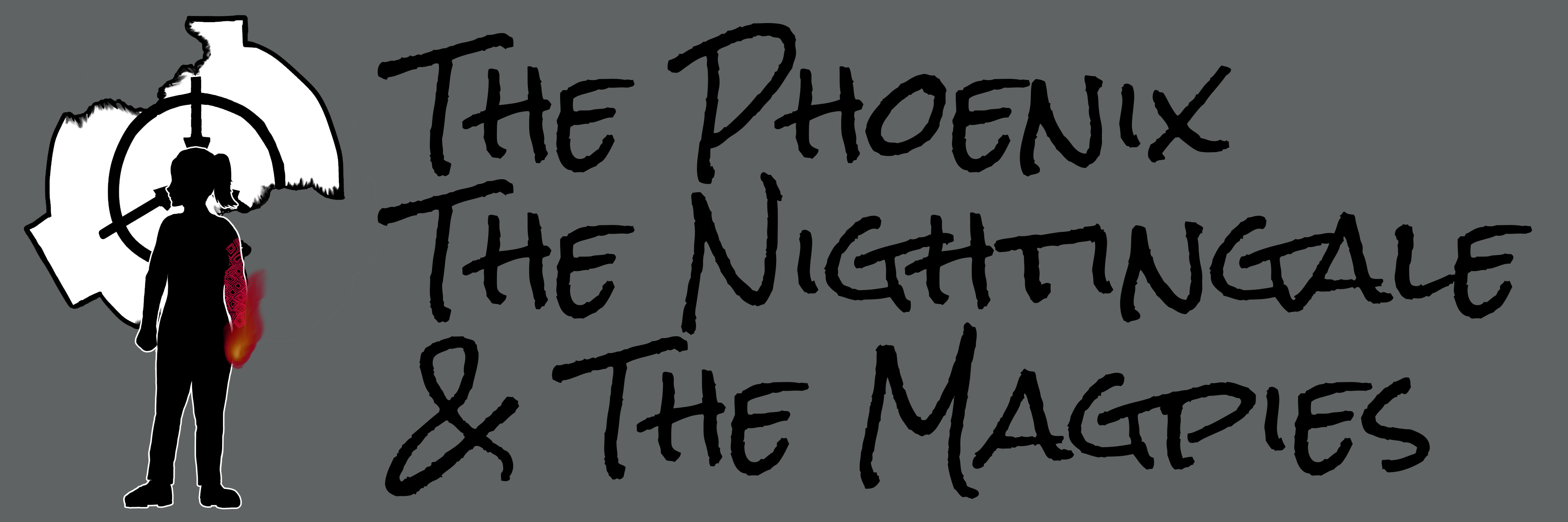 Florence stands silhouetted before a burned Foundation logo, a flame conjured in her left hand.